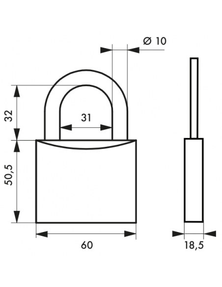 Cadenas Type 1 (30 mm à 70 mm) - Anse classique, Haute ou 1/2 haute. 00180030