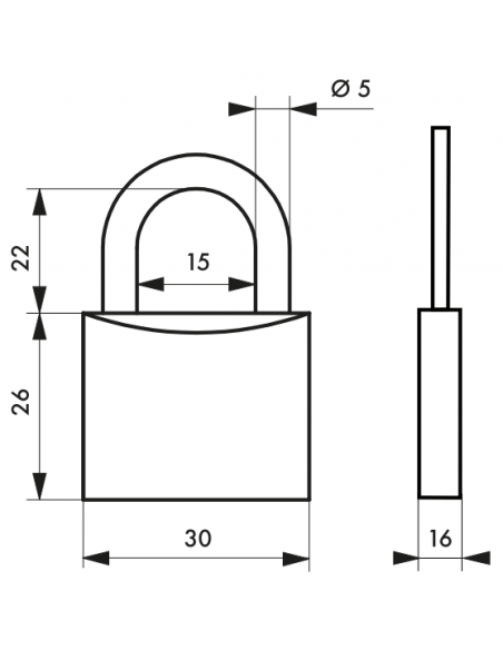 Cadenas Type 1 (30 mm à 70 mm) - Anse classique, Haute ou 1/2 haute. 00180030