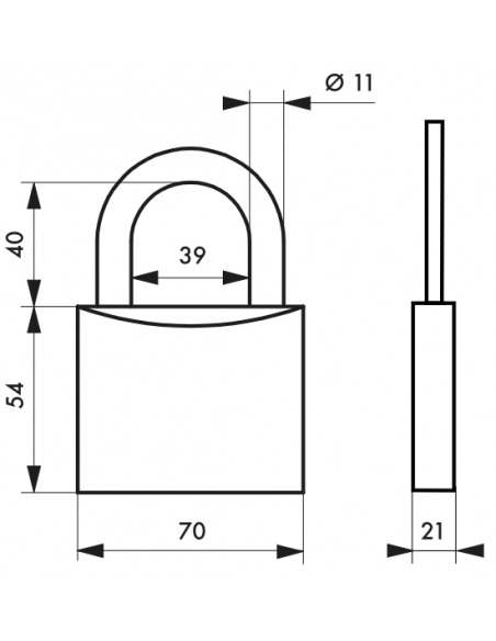 Cadenas Type 1 (30 mm à 70 mm) - Anse classique, Haute ou 1/2 haute. 00180030