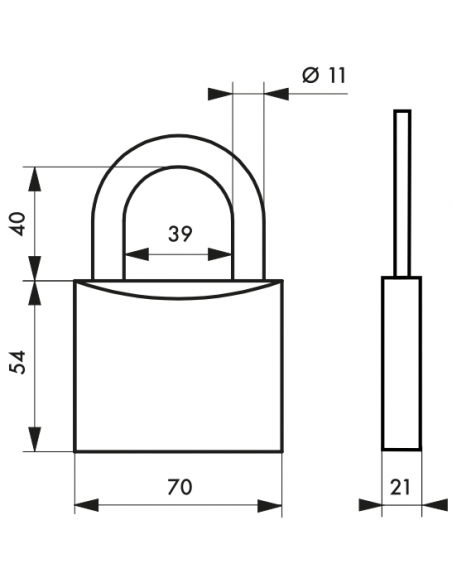 Cadenas Type 1 (30 mm à 70 mm) - Anse classique, Haute ou 1/2 haute. 00180030