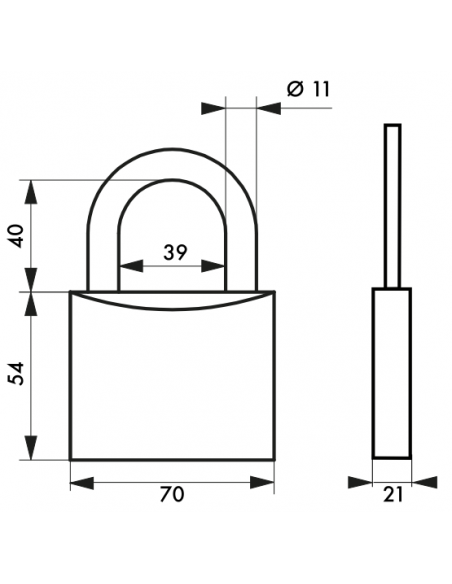 Cadenas Type 1 (30 mm à 70 mm) - Anse classique, Haute ou 1/2 haute. 00180030