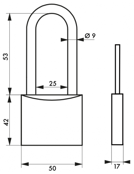 Cadenas Type 1 (30 mm à 70 mm) - Anse classique, Haute ou 1/2 haute. 00180030