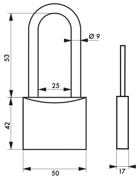 Cadenas Type 1 (30 mm à 70 mm) - Anse classique, Haute ou 1/2 haute. 00180030