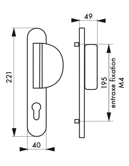 Serrure en applique TRIBANDO réver. - 3 points 00073162