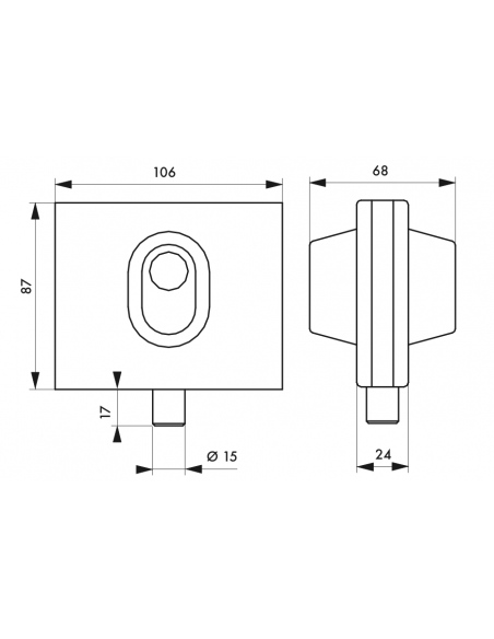 BOITIER Serrure en applique BASSE à cylindre - porte vitrée 00308358