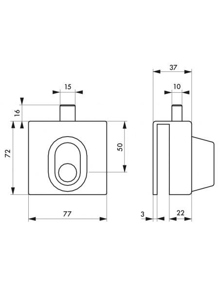 BOITIER Serrure en applique BASSE à cylindre - porte vitrée 00308358