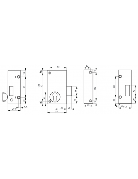 BOITIER CP 75 x 130 mm droite ou gauche 00086113