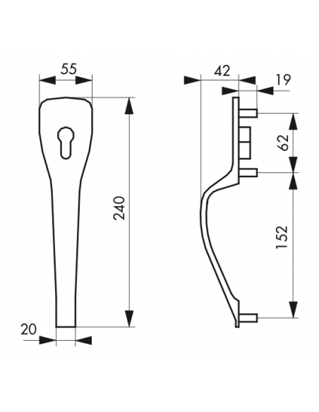 Serrure de porte de garage réversible pour cylindre - porte bois ou PVC 00500067
