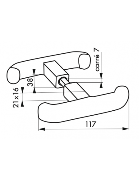 BOIT. VERT à cyl. prof. carré  7 mm - 1 PT haut ou bas - porte garage basculante 00496564