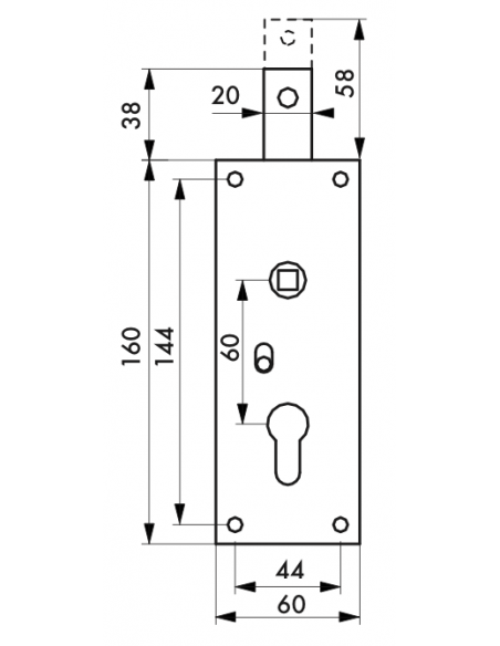 BOIT. VERT à cyl. prof. carré  7 mm - 1 PT haut ou bas - porte garage basculante 00496564