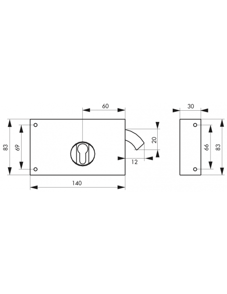 BOITIER CP à crochet 140 x 83 mm - droite OU gauche (selon modèle) - grille ou portail 00508118