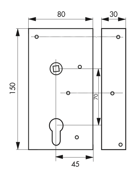 BOITIER 80 x 150 mm pêne réglable réversible - droite OU gauche (selon modèle) - grille ou portail 00521703