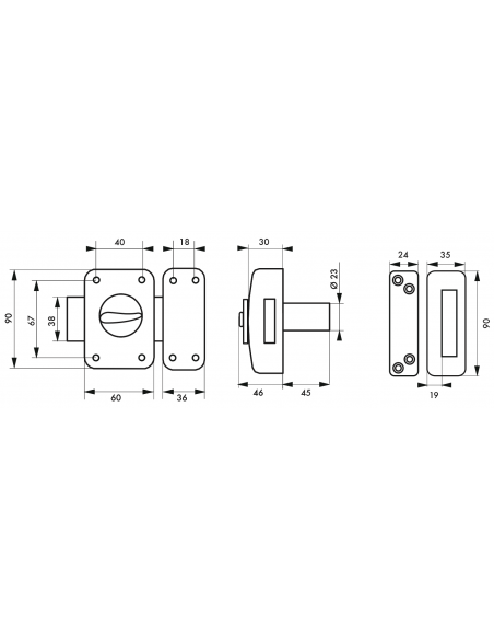 Verrou de porte d'entrée CORVETTE 30 à 60 mm (Versions possibles : pour huisserie métal ou porte recouvrement) 00303014
