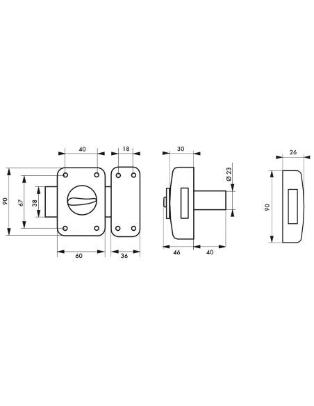 Verrou de porte d'entrée CORVETTE 30 à 60 mm (Versions possibles : pour huisserie métal ou porte recouvrement) 00303014