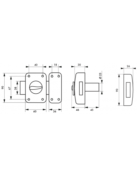Verrou de porte d'entrée CORVETTE 30 à 60 mm (Versions possibles : pour huisserie métal ou porte recouvrement) 00303014