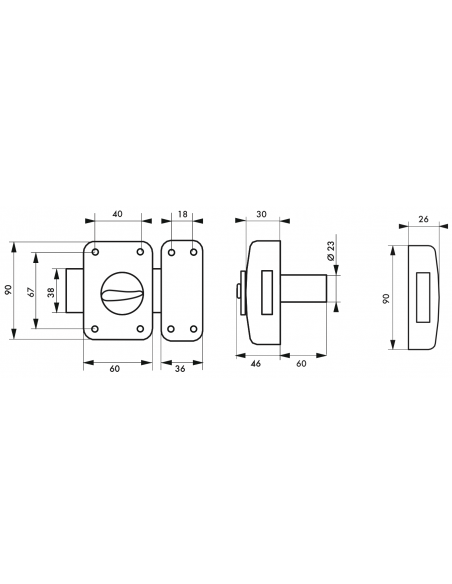 Verrou de porte d'entrée CORVETTE 30 à 60 mm (Versions possibles : pour huisserie métal ou porte recouvrement) 00303014
