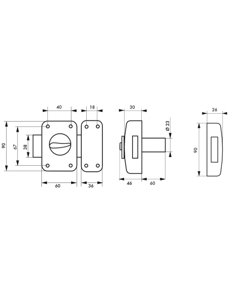 Verrou de porte d'entrée CORVETTE 30 à 60 mm (Versions possibles : pour huisserie métal ou porte recouvrement) 00303014