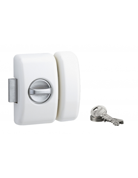 Verrou de porte d'entrée UNIVERSEL 5 goup. 45 mm - 3 clés - (Versions : Argt, Blanc, Noir, Bronze) 00390545