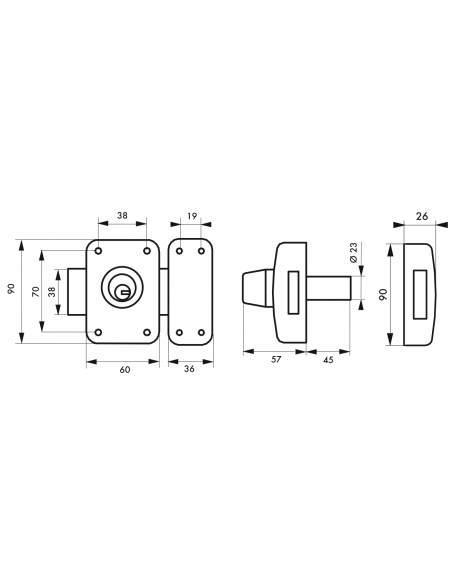 Verrous de porte d'entrée vitrée TRAFIC 6 à cylindre double à goupilles 45 mm epoxy or 4 clés réversibles 00292502