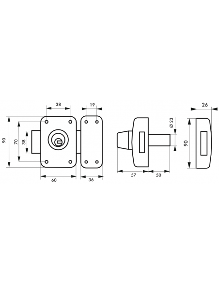 Verrous de porte d'entrée vitrée TRANSIT 2 à cylindre double (Versions 40 mm à 75 mm) 00317620