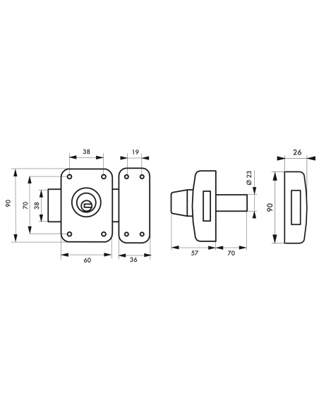 Verrous de porte d'entrée vitrée TRANSIT 2 à cylindre double (Versions 40 mm à 75 mm) 00317620