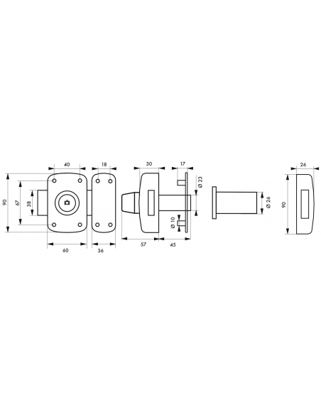 Verrous de porte d'entrée vitrée SURVEYOR à dble cyl. à pompes 40 mm / 45 mm 00307020