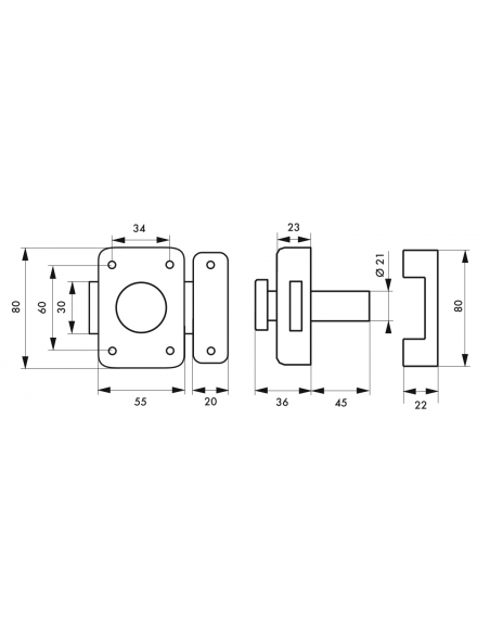 Verrous de porte intérieure TRIDENT cylindre 35 mm / 45 mm 00200945