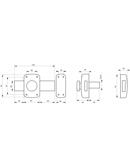 Verrous de Porte garage CORVETTE - cylindre 30 mm - pêne 160mm 00503014