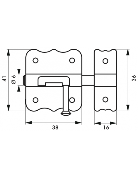 Verrous de meuble TARGETTE zinguée pêne plat 30 mm OU 40 mm 00100730