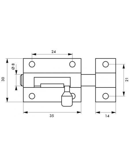 Verrous de meuble TARGETTE laiton plusieurs fintions - 30mm à 70mm 00100830