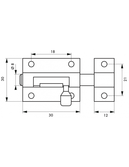 Verrous de meuble TARGETTE laiton plusieurs fintions - 30mm à 70mm 00100830