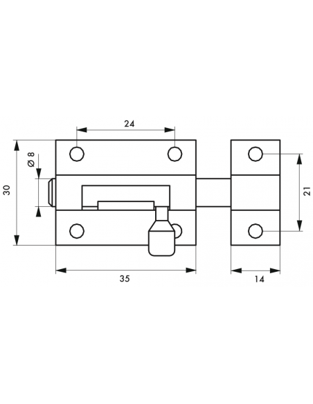Verrous de meuble TARGETTE laiton plusieurs fintions - 30mm à 70mm 00100830
