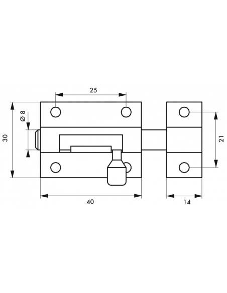 Verrous de meuble TARGETTE laiton plusieurs fintions - 30mm à 70mm 00100830