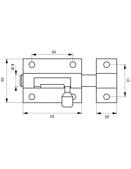 Verrous de meuble TARGETTE laiton plusieurs fintions - 30mm à 70mm 00100830