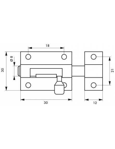 Verrous de meuble TARGETTE laiton plusieurs fintions - 30mm à 70mm 00100830