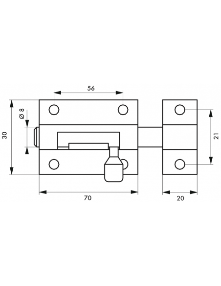 Verrous de meuble TARGETTE laiton plusieurs fintions - 30mm à 70mm 00100830
