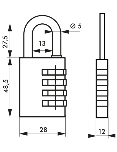 Cadenas 258 - 28 mm à combin. modif. 00100258