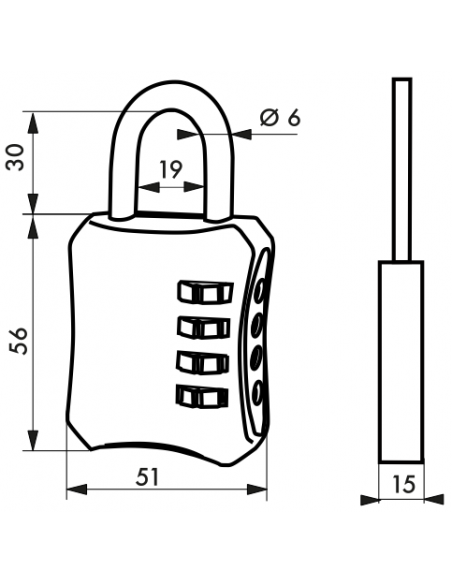 Cadenas BAGGY 50 mm à combinaison modifiable 00171016