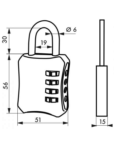 Cadenas BAGGY 50 mm à combinaison modifiable 00171016