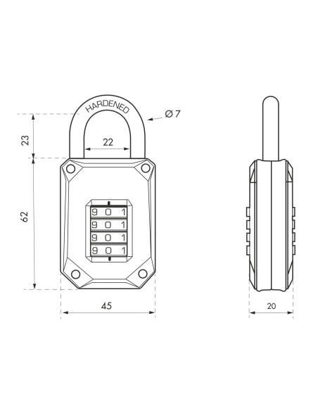 Cadenas Code-X 45mm combinaison modi 00190068