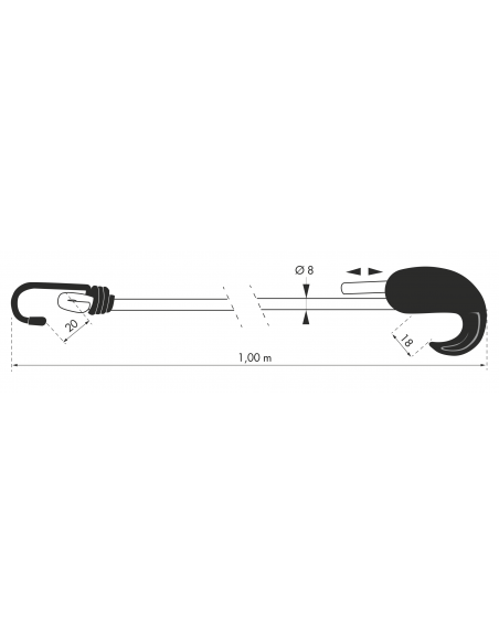 Sandow ajustable Ø8mm x 1,00m à crochet 00290628