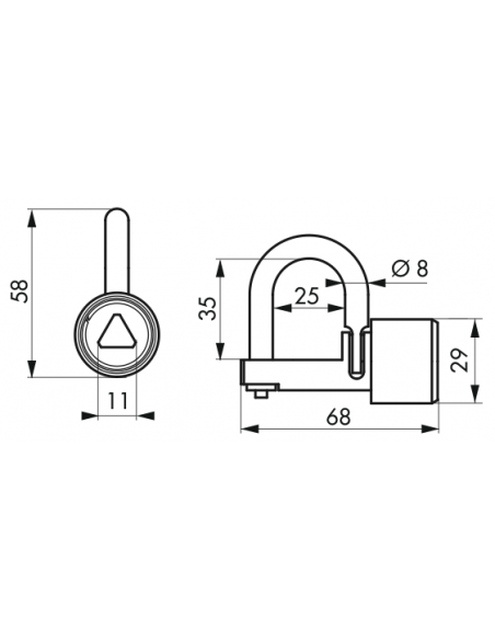 Cadenas de Consignation talon droit anse laiton triangle 00011394