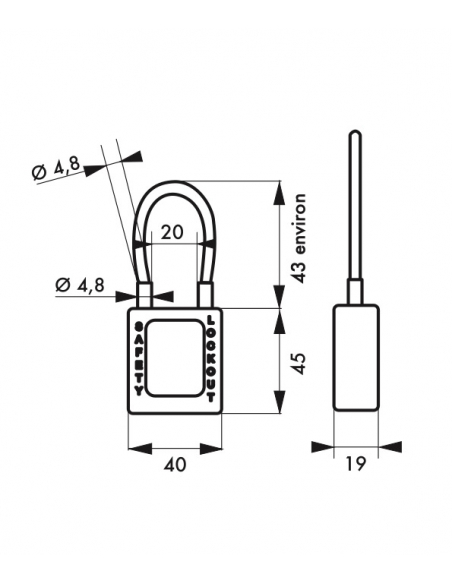 Cadenas de Consignation 40 mm câble inox gainé 1 clé COLORÉ 005790RD