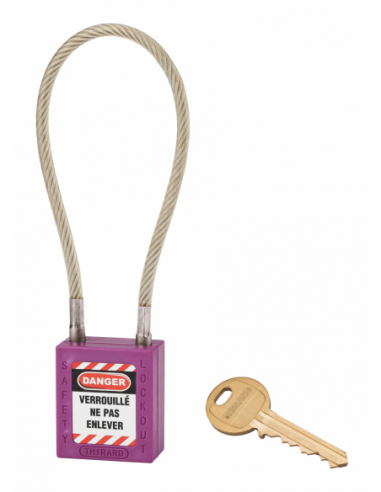 Cadenas de Consignation 40 mm câble inox gainé 1 clé COLORÉ 005790RD