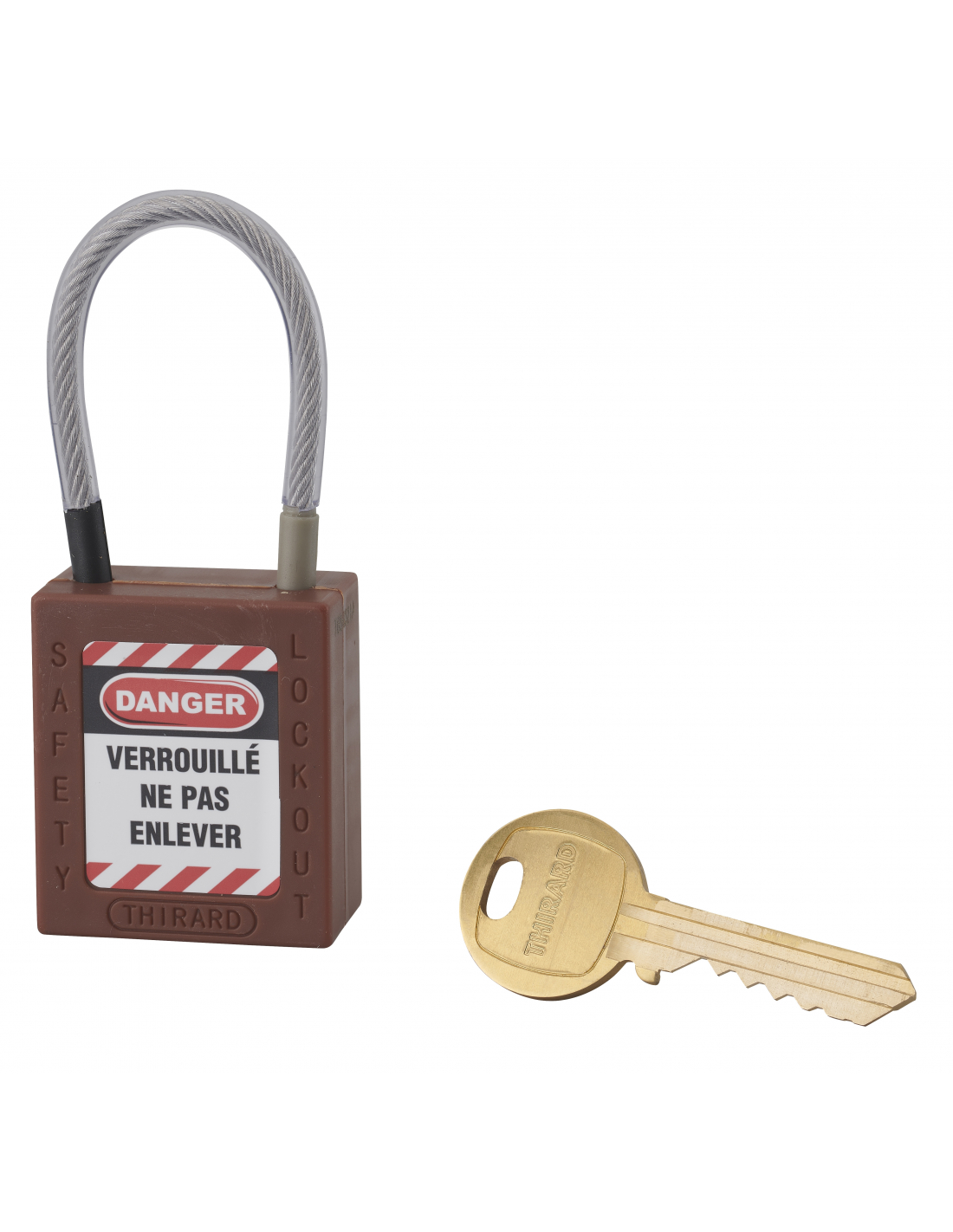 Cadenas De Consignation LOTO Lockout Tagout 38 Mm Câble Inox Gainé 6 X 150 Mm - 1 Clé Bleu