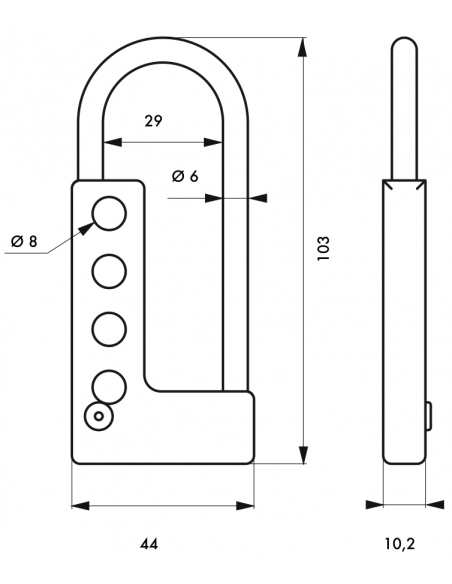 Moraillon en aluminium pour 4 Cadenas de Consignation 00091302