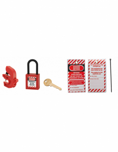 KIT DE MAINTENANCE ELECTRIQUE N°3 «la base de la consignation électrique» 1 verrouillage de disjoncteur Universel nylon rouge...