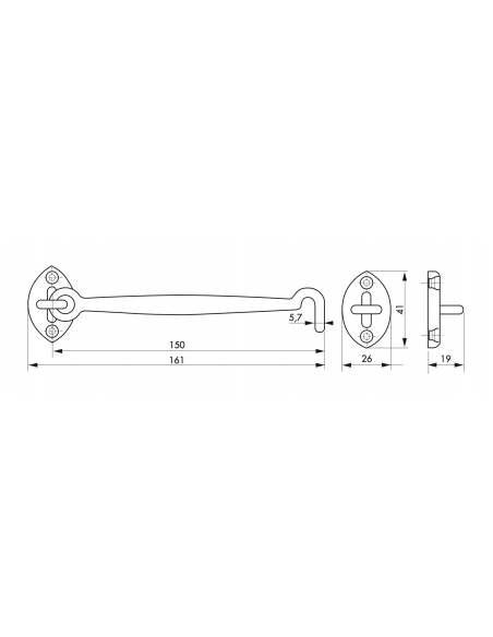 Crochet chromé ou laitonné (100 mm - 150 mm) 00191033