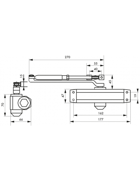 FERME PORTE hydraulique ECO - force 3 ou 4 - Noir, Blanc ou Argent 00494075