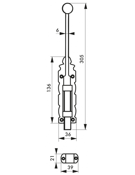 VERROU A PLAQUER 250 mm ou 305mm 00428022
